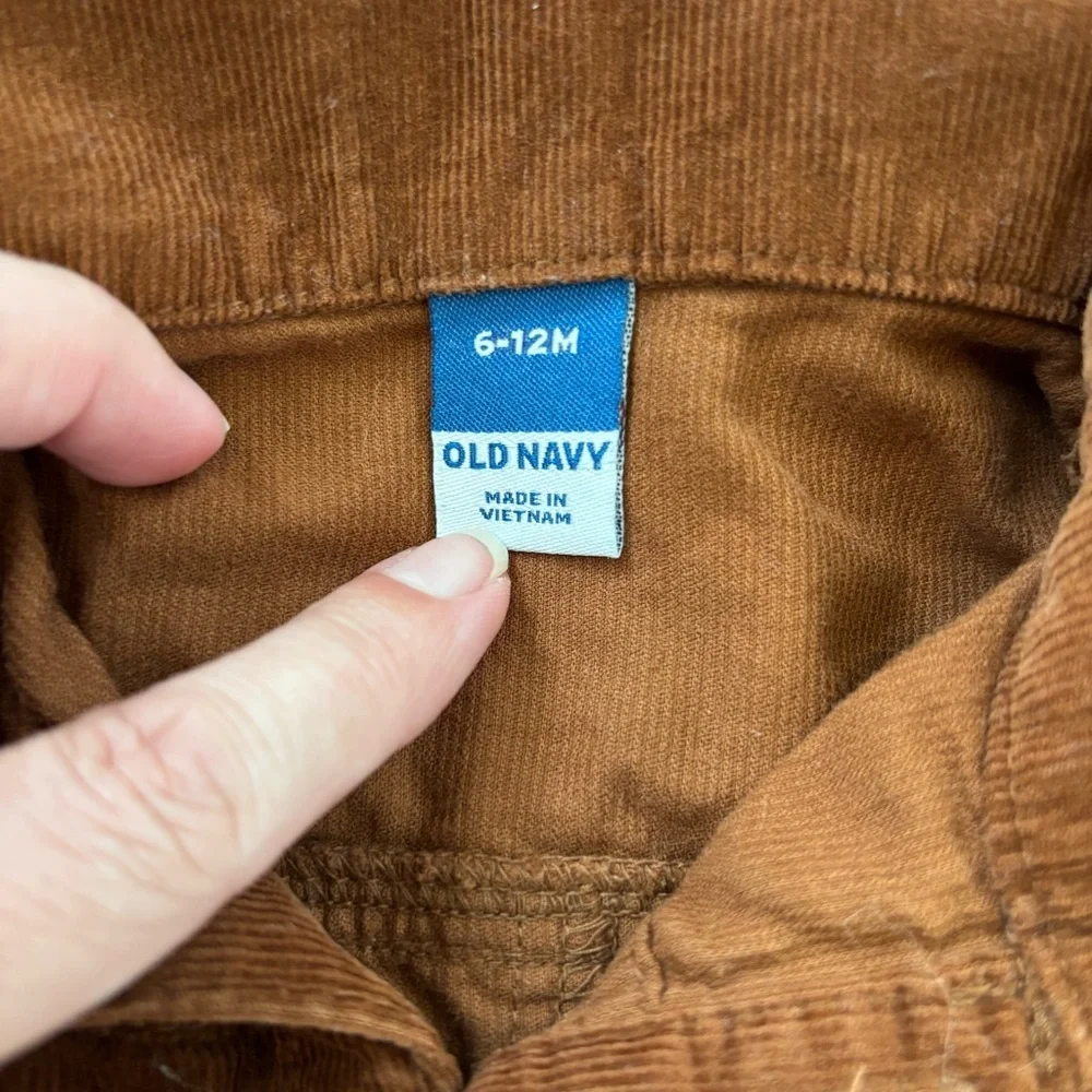 Old Navy Baby Boy Brown Corduroy Jumpsuit Size 6-12 Months